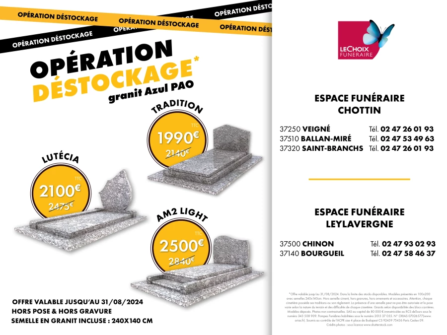Pompes Funèbres Chottin Offre déstockage